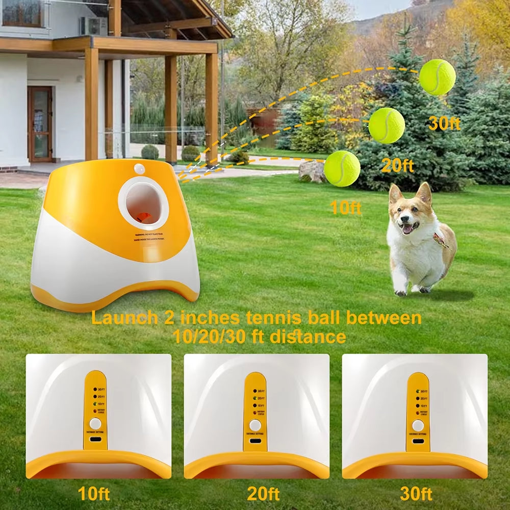 Automatic Dog Ball Launcher - Fun & Engaging Pet Toy with 3 Distance Settings for Dogs and Cats