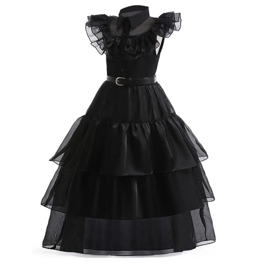 Black Wednesday Addams Costume Dress for Girls Halloween Costumes Cosplay Party Dress with Accessories 4-12Y, Wednesday Addams Costume Girls 110
