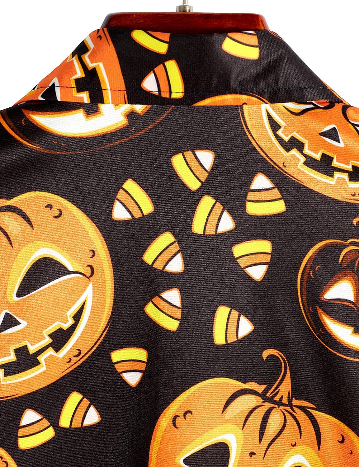 Mens Halloween Pumpkins Button down Short Sleeve Shirts Casual Skull Shirt