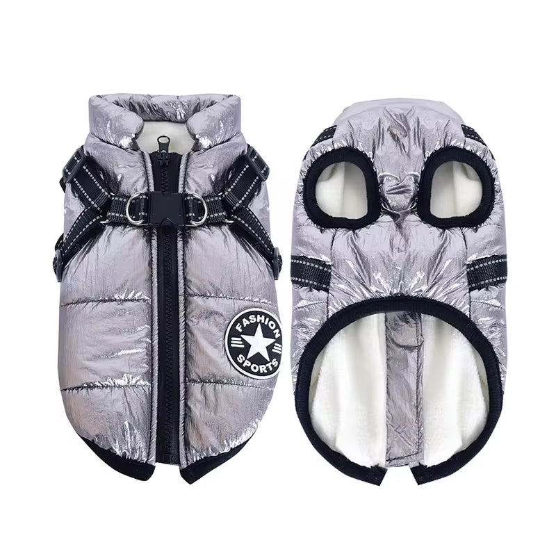Cozy Waterproof Fleece Jacket for Small Dogs - Warm Pet Coat with Harness for Chihuahuas & Puppies