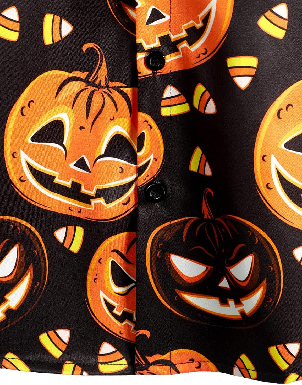 Mens Halloween Pumpkins Button down Short Sleeve Shirts Casual Skull Shirt