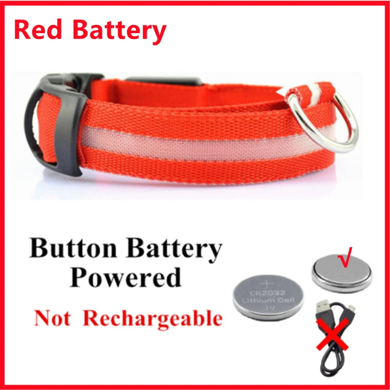 Adjustable LED Glowing Dog Collar - Rechargeable Flashing Light Harness for Night Safety - Perfect for Small Dogs