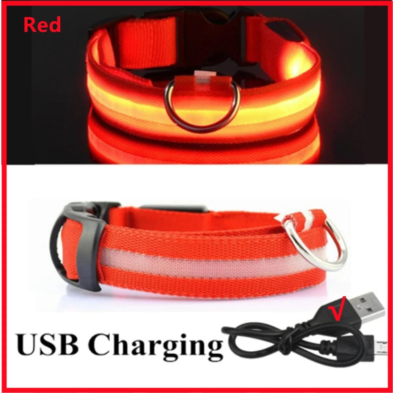 Adjustable LED Glowing Dog Collar - Rechargeable Flashing Light Harness for Night Safety - Perfect for Small Dogs