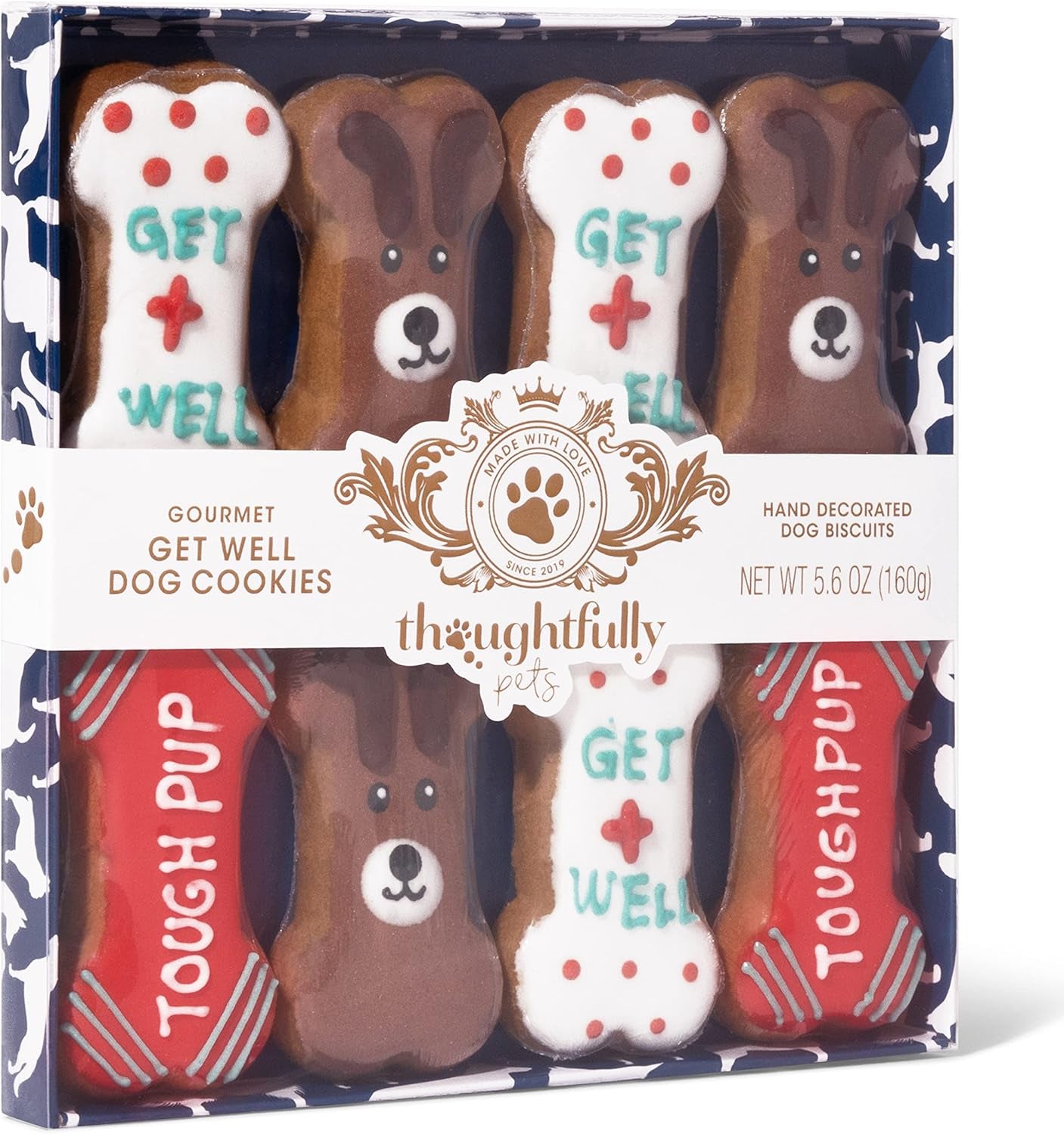 Pets, Get Well Dog Cookies Gift Set, Crunchy Treats Includes Colorfully Hand Decorated Get Well Themed Dog Biscuits to Brighten Their Day, Pack of 8
