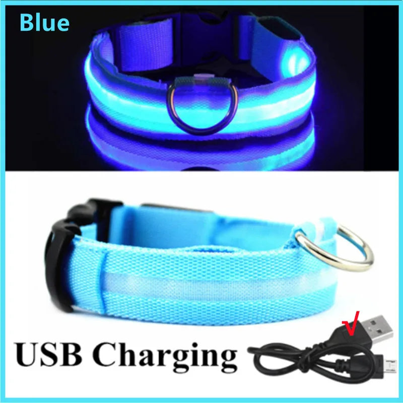 Adjustable LED Glowing Dog Collar - Rechargeable Flashing Light Harness for Night Safety - Perfect for Small Dogs