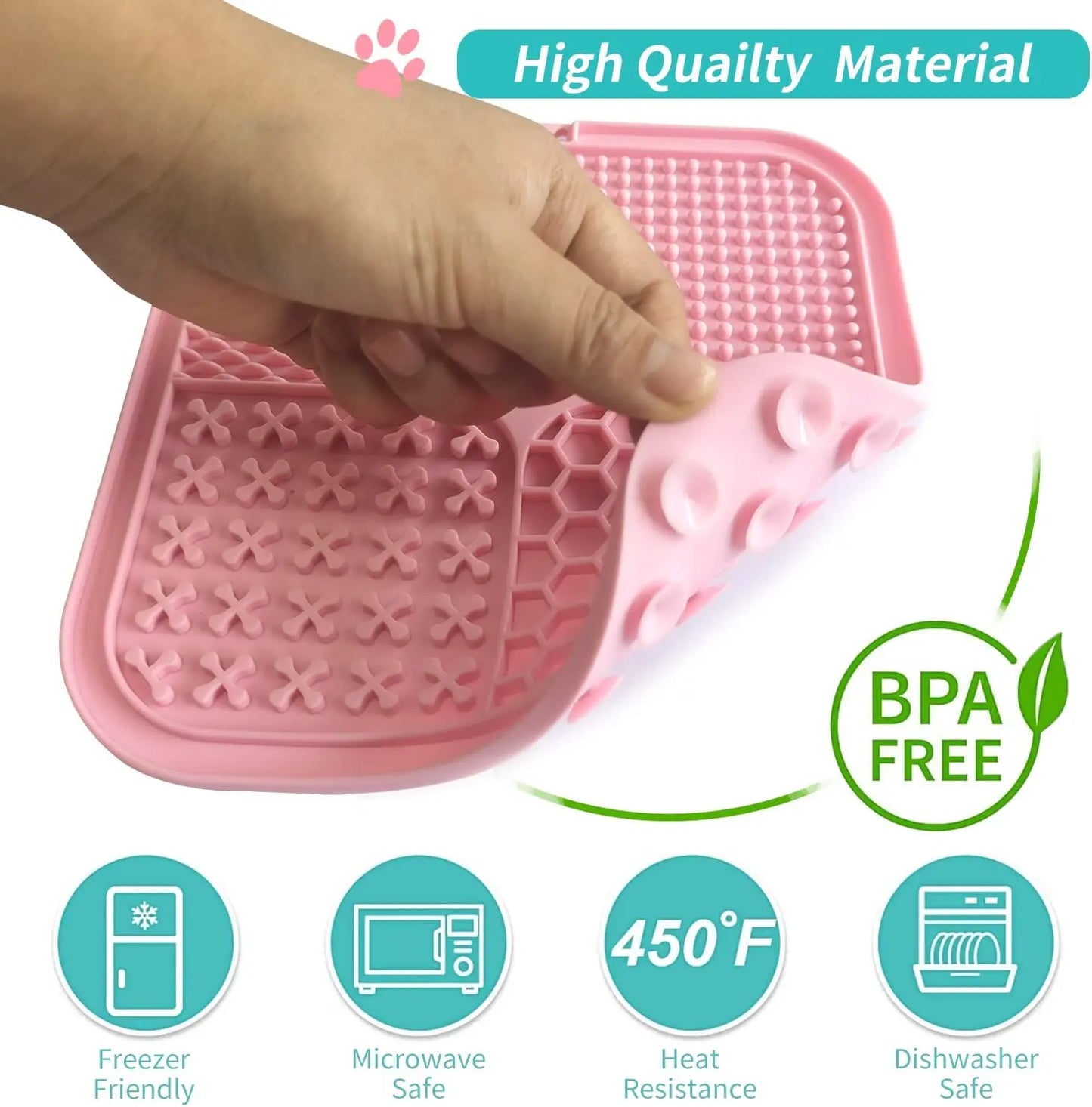Suction Cup Dog Lick Mat - Anxiety Relief & Slow Feeder for Dogs and Cats - Perfect for Food, Yogurt, and Peanut Butter