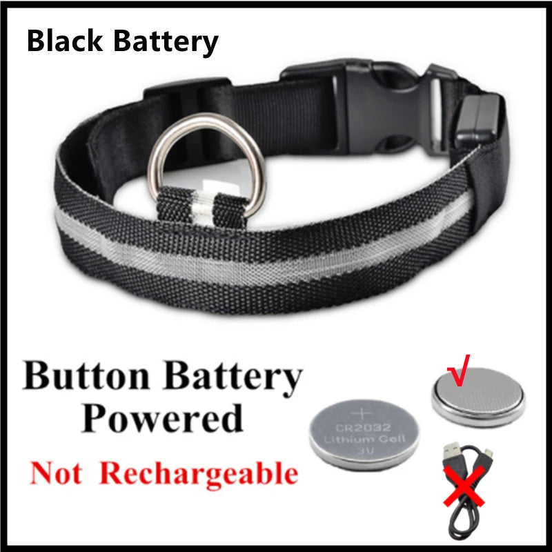 Adjustable LED Glowing Dog Collar - Rechargeable Flashing Light Harness for Night Safety - Perfect for Small Dogs