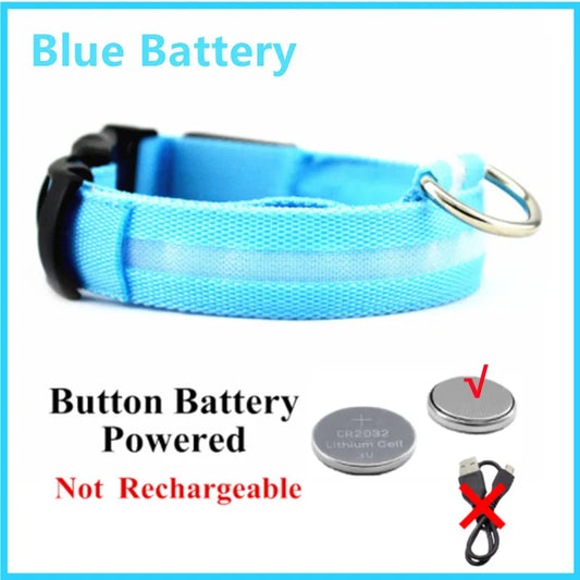 Adjustable LED Glowing Dog Collar - Rechargeable Flashing Light Harness for Night Safety - Perfect for Small Dogs
