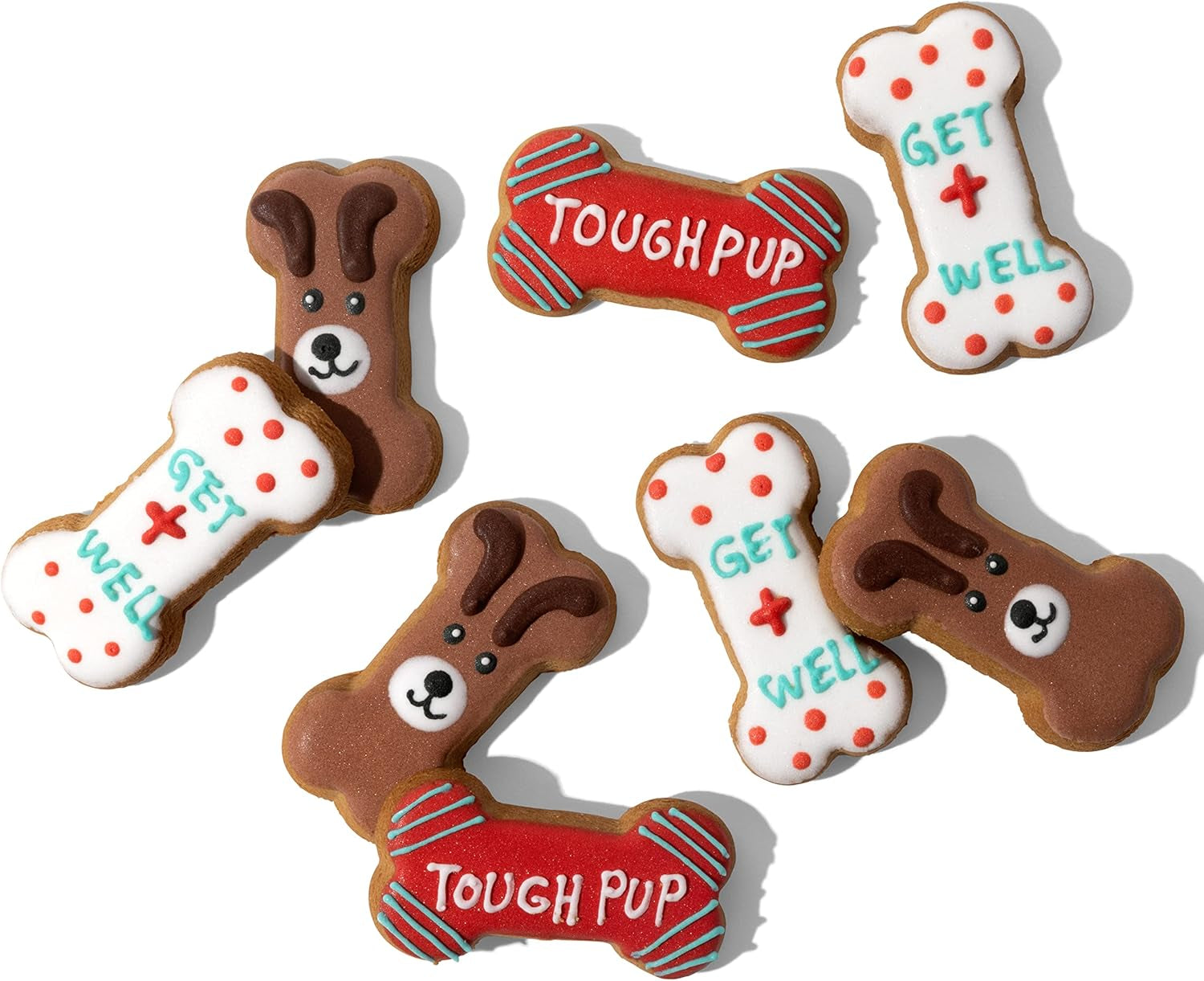 Pets, Get Well Dog Cookies Gift Set, Crunchy Treats Includes Colorfully Hand Decorated Get Well Themed Dog Biscuits to Brighten Their Day, Pack of 8