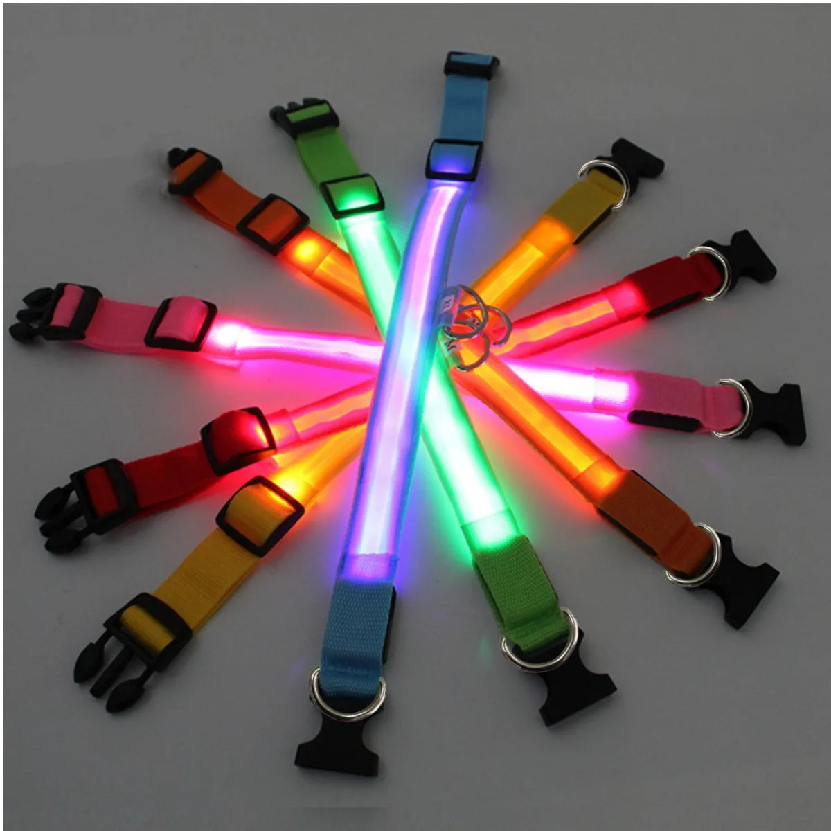 Adjustable LED Glowing Dog Collar - Rechargeable Flashing Light Harness for Night Safety - Perfect for Small Dogs