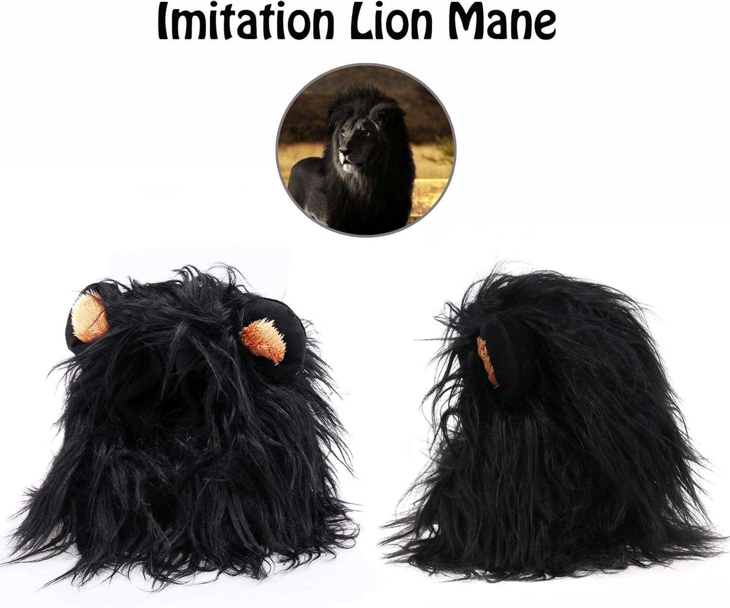Lion Mane Wig for Cats, Funny Pet Cat Costumes for Halloween Christmas, Furry Pet Clothing Accessories (Size S, Black)