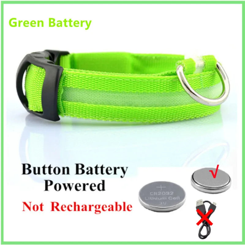 Adjustable LED Glowing Dog Collar - Rechargeable Flashing Light Harness for Night Safety - Perfect for Small Dogs