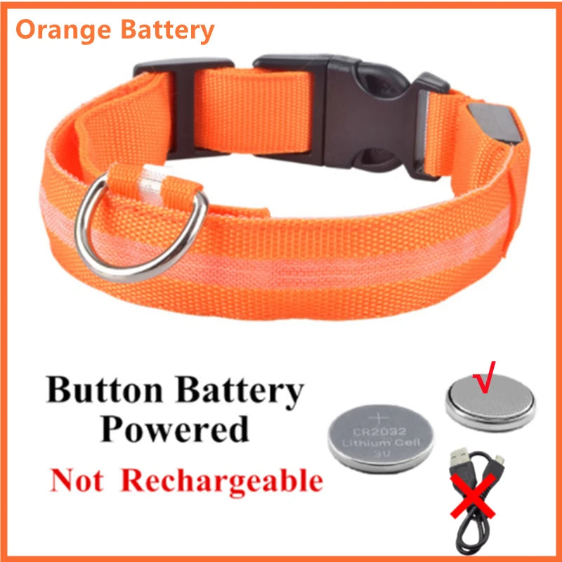Adjustable LED Glowing Dog Collar - Rechargeable Flashing Light Harness for Night Safety - Perfect for Small Dogs
