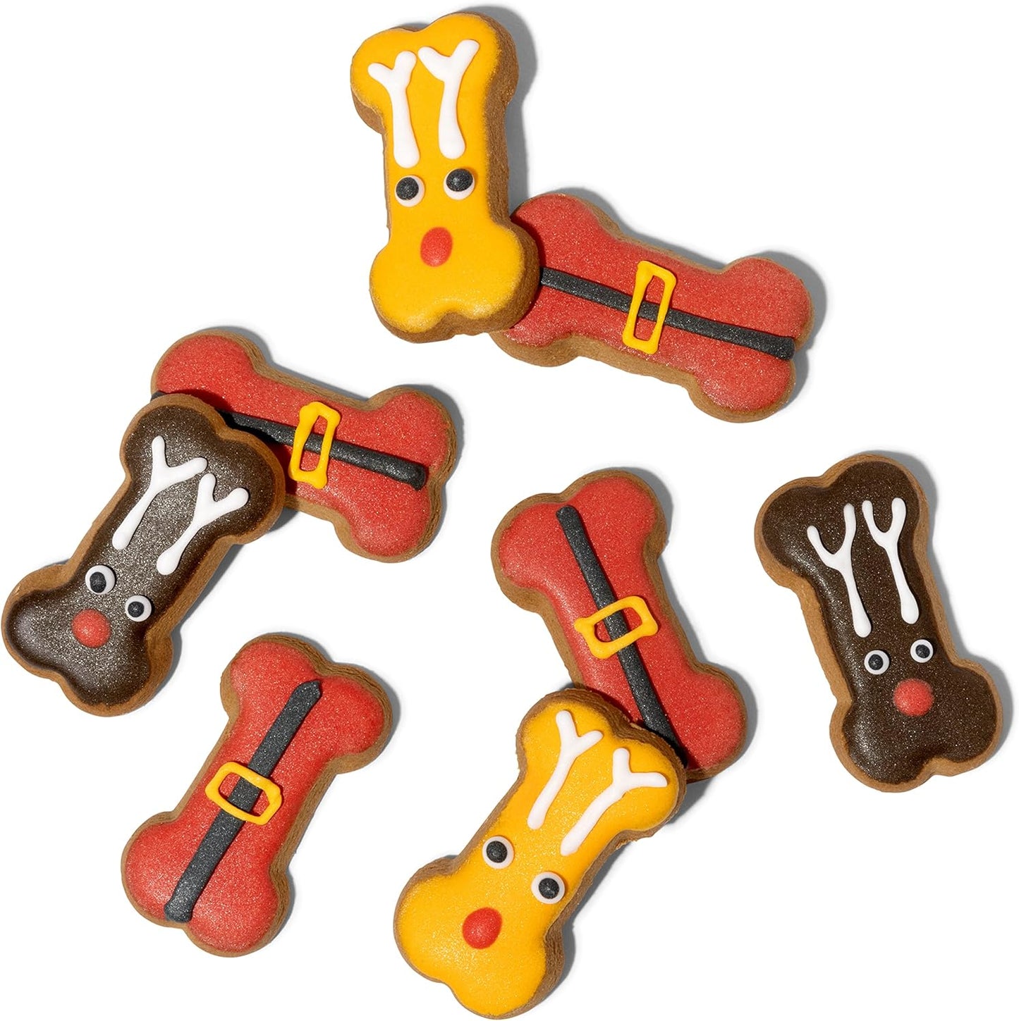 Pets, Holiday Dog Gourmet Cookies Gift Set, Hand Decorated and Human Grade Ingredients, Crunchy Dog Biscuit Variety Pack Includes Bone Shaped Holiday Themes, 8 Piece Set