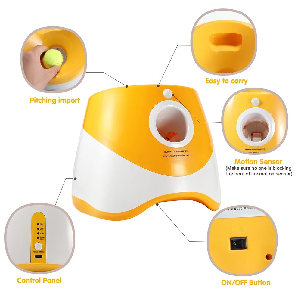 Automatic Dog Ball Launcher - Fun & Engaging Pet Toy with 3 Distance Settings for Dogs and Cats