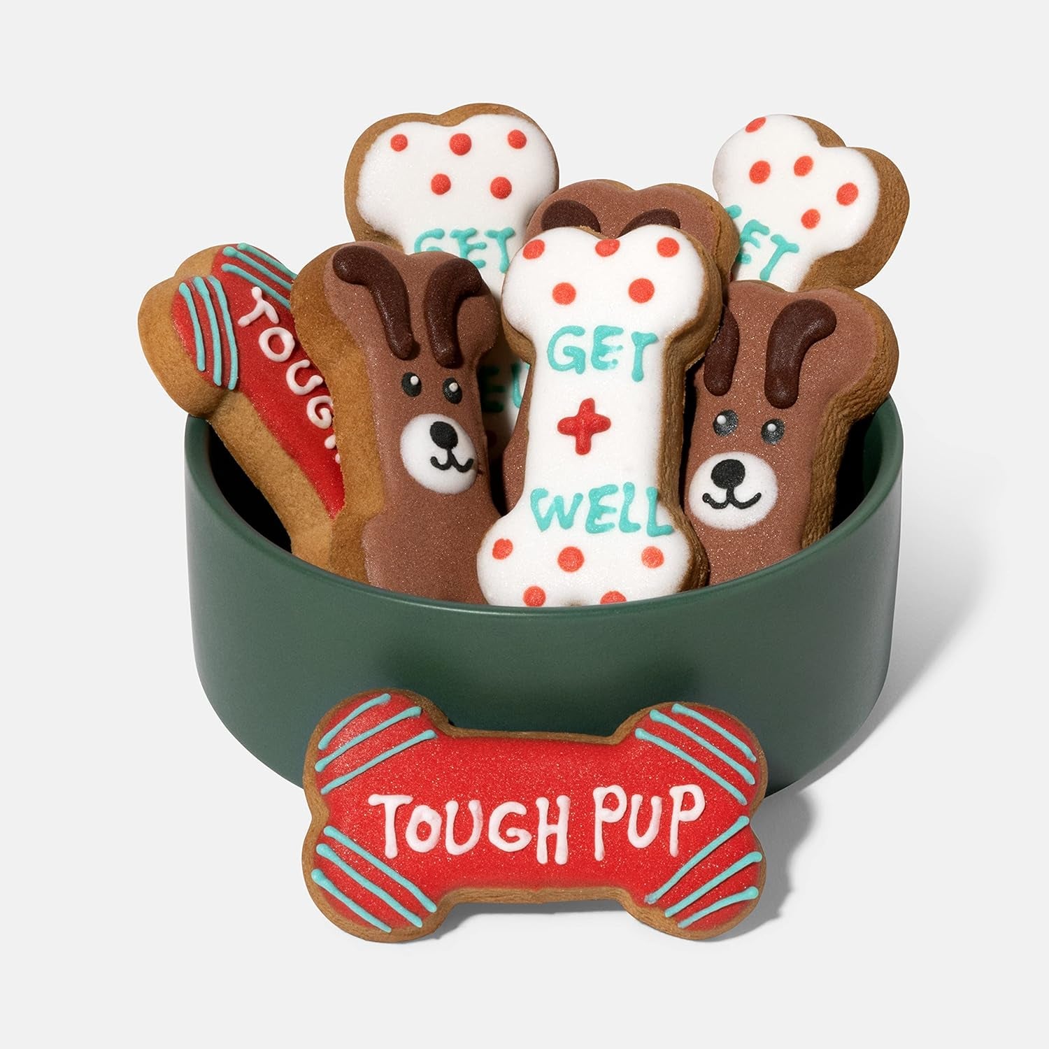 Pets, Get Well Dog Cookies Gift Set, Crunchy Treats Includes Colorfully Hand Decorated Get Well Themed Dog Biscuits to Brighten Their Day, Pack of 8