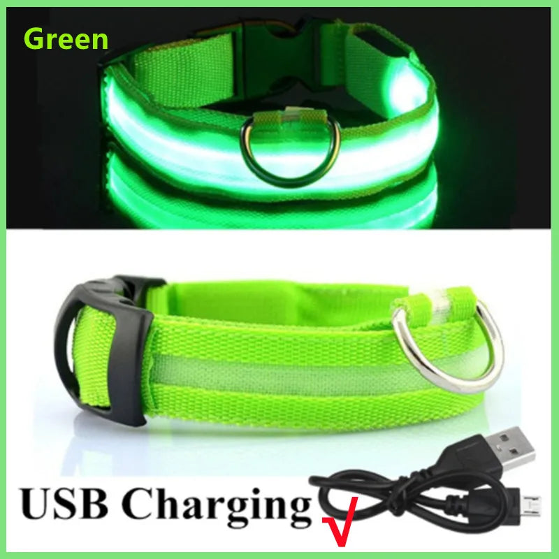 Adjustable LED Glowing Dog Collar - Rechargeable Flashing Light Harness for Night Safety - Perfect for Small Dogs