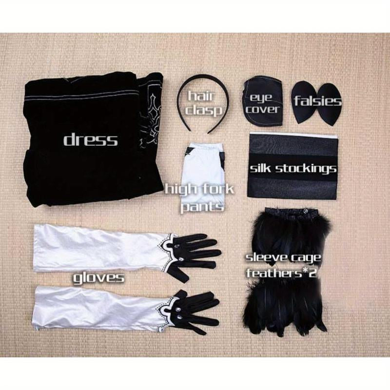8Pcs Black Gothic Sexy Elegant Cosplay Costume Dress Halloween Outfits for Women Polyester Size S-XXL Easter Thanksgiving Christmas