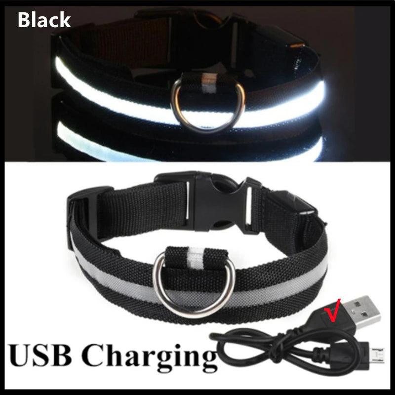 Adjustable LED Glowing Dog Collar - Rechargeable Flashing Light Harness for Night Safety - Perfect for Small Dogs