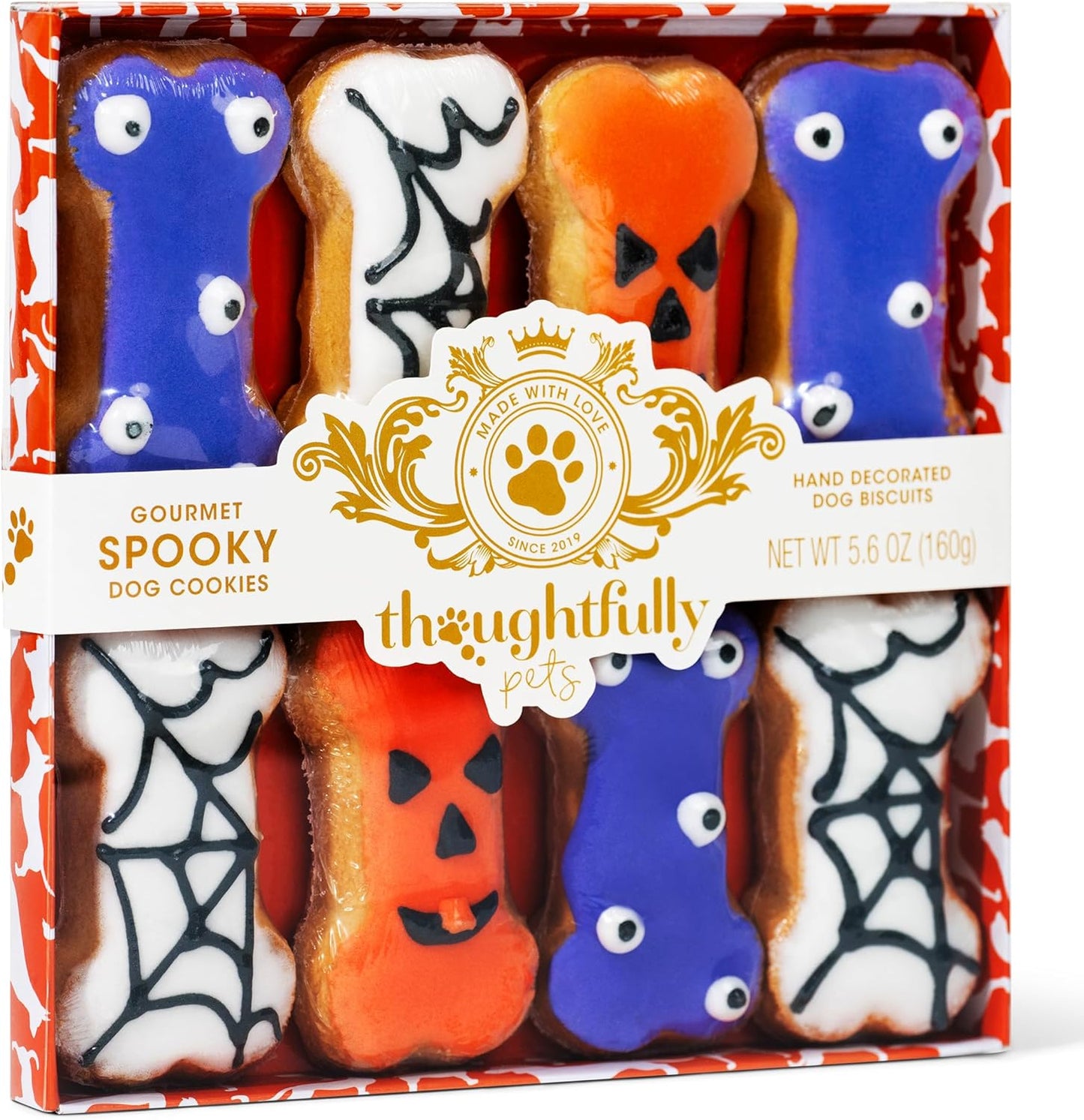 Pets, Halloween Dog Cookies Gift Set, Crunchy Peanut Butter Dog Treats, Includes Hand Decorated, Spooky Themed Dog Biscuits, Set of 8
