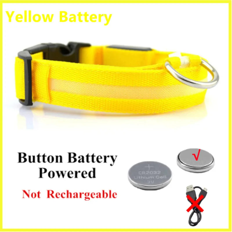 Adjustable LED Glowing Dog Collar - Rechargeable Flashing Light Harness for Night Safety - Perfect for Small Dogs
