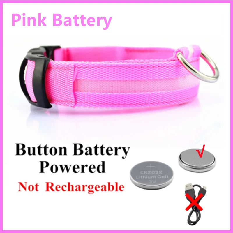 Adjustable LED Glowing Dog Collar - Rechargeable Flashing Light Harness for Night Safety - Perfect for Small Dogs