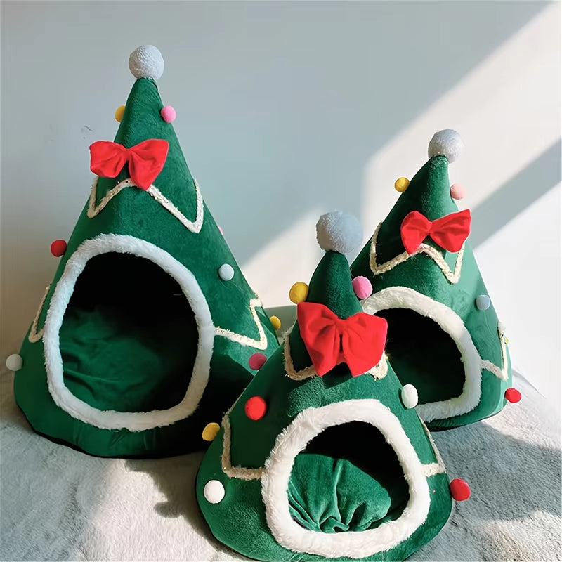 Cozy Christmas Cat & Dog Bed - Ultimate Winter Pet Supplies & Accessories Kit for Kittens and Puppies