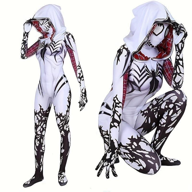 Spider Woman Gwen Stacy Anti-Venom Gwen Holiday Party Halloween Cosplay Costume, High Elastic Bodysuit, Amazing Bodysuit, Christmas, Halloween Gift Superhero Dress Womenswear Clothes White Realistic Bald Man Mask