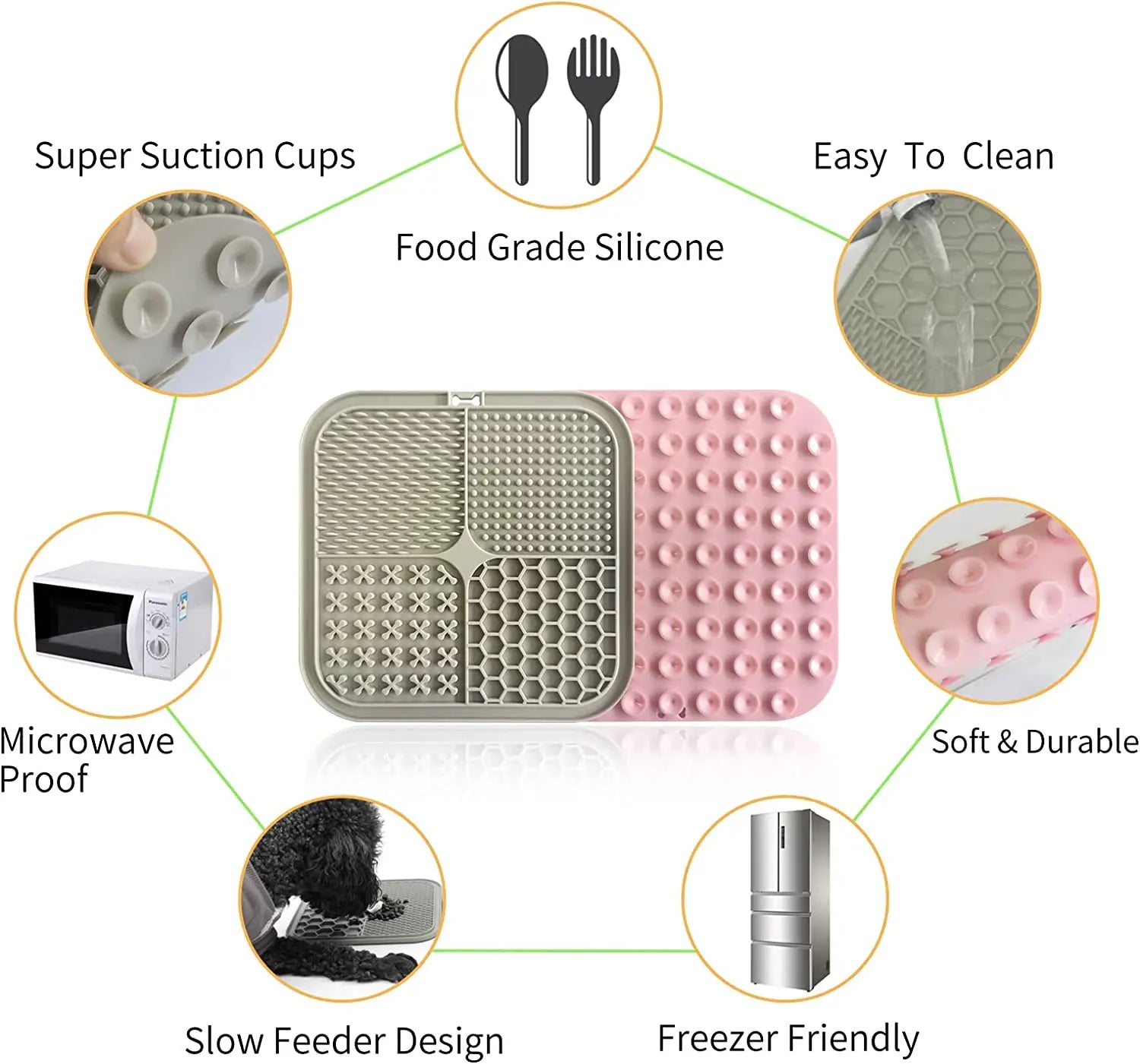 Suction Cup Dog Lick Mat - Anxiety Relief & Slow Feeder for Dogs and Cats - Perfect for Food, Yogurt, and Peanut Butter
