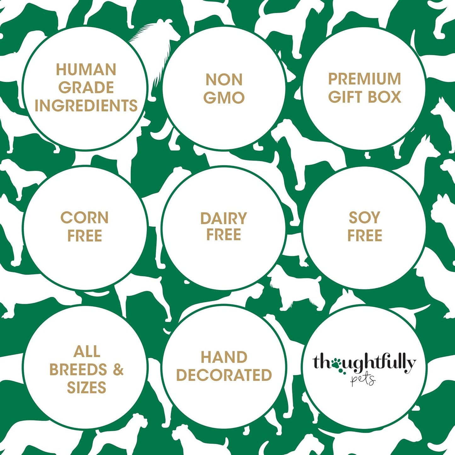 Pets, Holiday Dog Gourmet Cookies Gift Set, Hand Decorated and Human Grade Ingredients, Crunchy Dog Biscuit Variety Pack Includes Bone Shaped Holiday Themes, 8 Piece Set