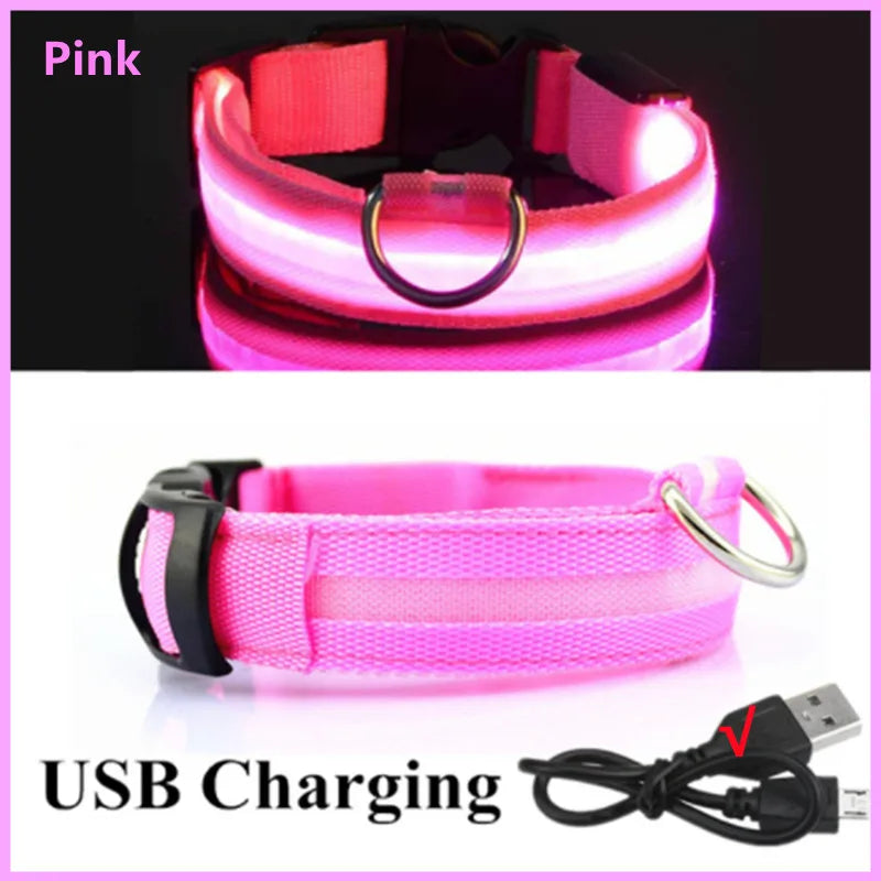Adjustable LED Glowing Dog Collar - Rechargeable Flashing Light Harness for Night Safety - Perfect for Small Dogs