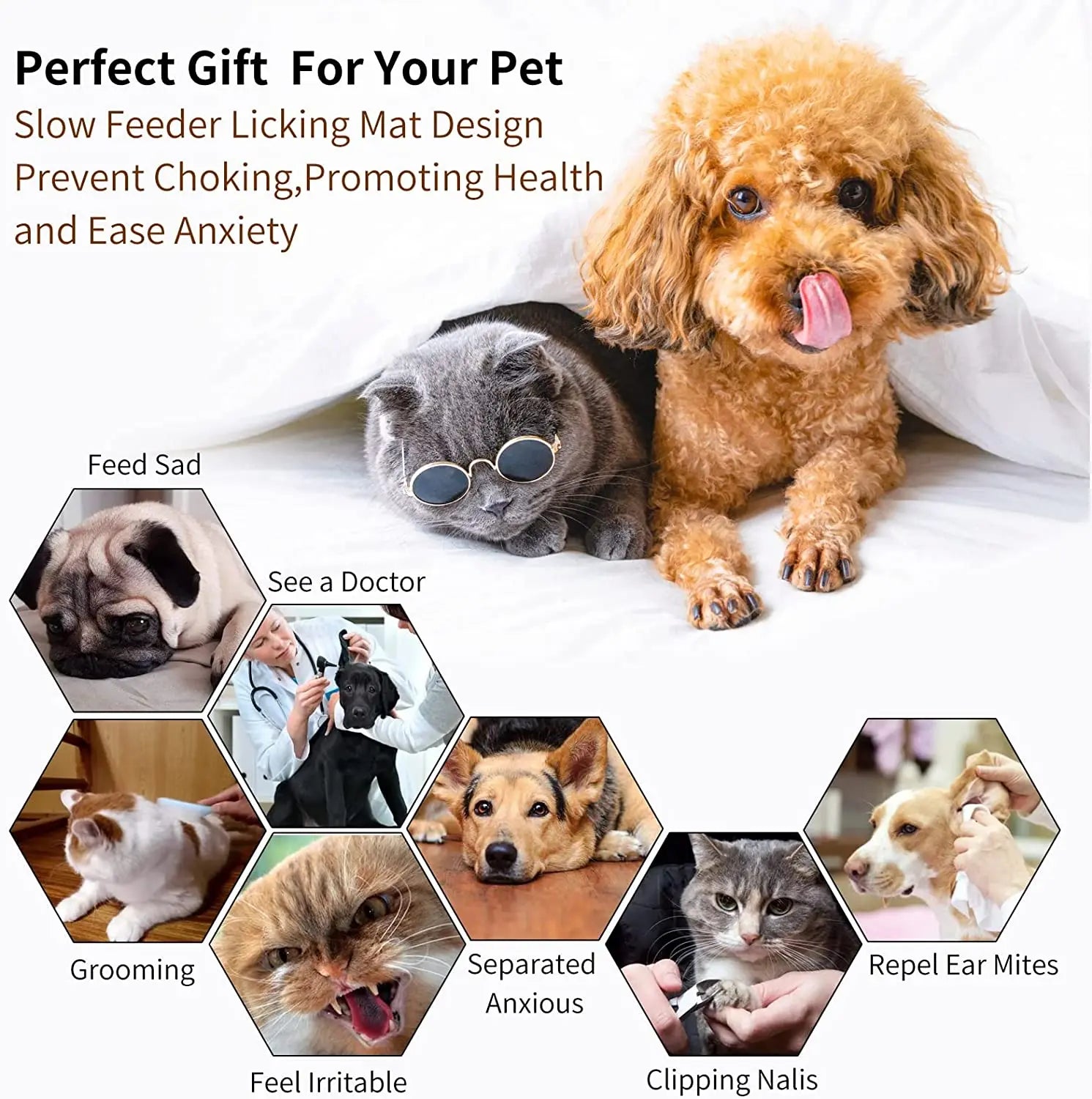 Suction Cup Dog Lick Mat - Anxiety Relief & Slow Feeder for Dogs and Cats - Perfect for Food, Yogurt, and Peanut Butter