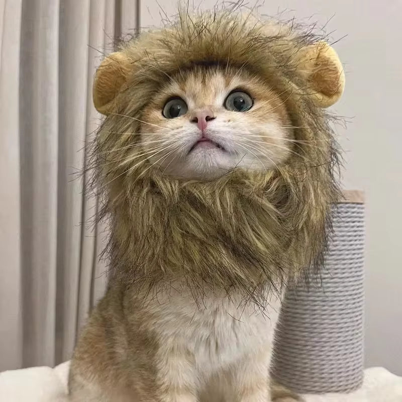 Adorable Lion Mane Costume Hat for Cats and Dogs - Fun Wig with Ears for Parties and Cosplay