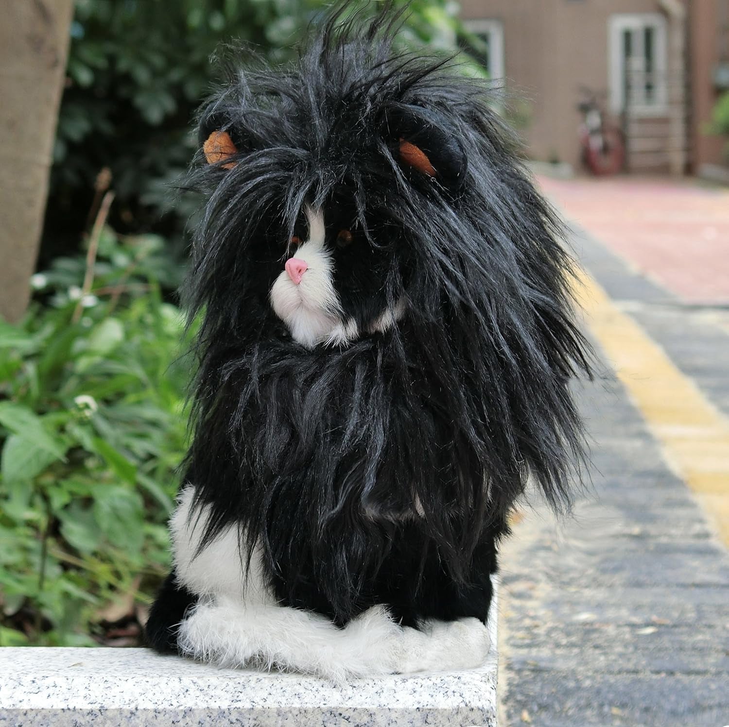 Lion Mane Wig for Cats, Funny Pet Cat Costumes for Halloween Christmas, Furry Pet Clothing Accessories (Size S, Black)