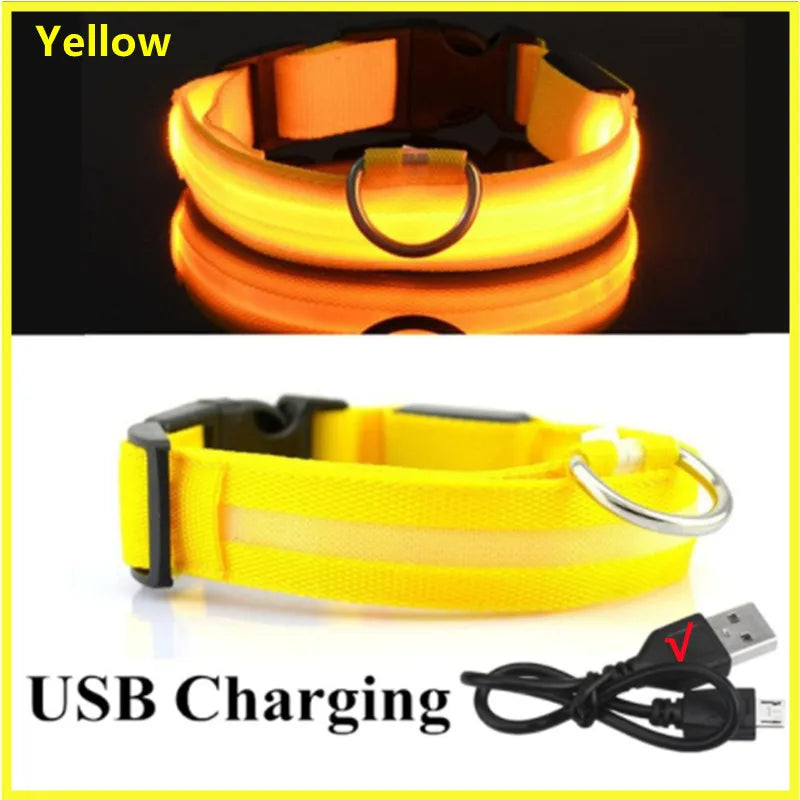 Adjustable LED Glowing Dog Collar - Rechargeable Flashing Light Harness for Night Safety - Perfect for Small Dogs